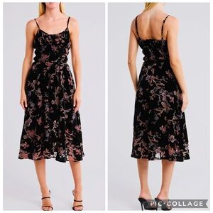 Wishlist Apparel Velvety Velour Floral Printed Smocked Maxi Dress